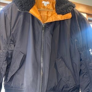 Topshop Grey Bomber Jacket with Orange Interior